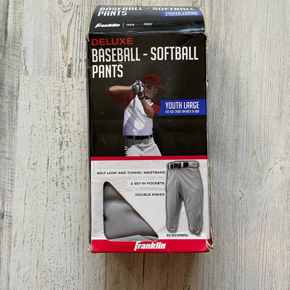 NEW Franklin Sports Youth Size Large Baseball Softball Pants Grey
